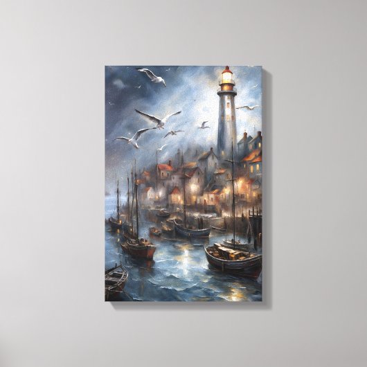 Activiteiten in de omgeving van Coastal Lighthouse Canvas Afdruk (Voorkant)