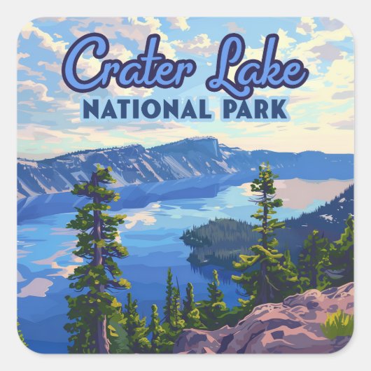 Activiteiten in de omgeving van Crater Lake Nation Vierkante Sticker (Voorkant)