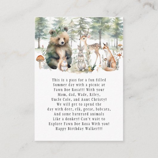 Activiteiten in de omgeving van Cute Animals Fores Informatiekaartje (Achterkant)