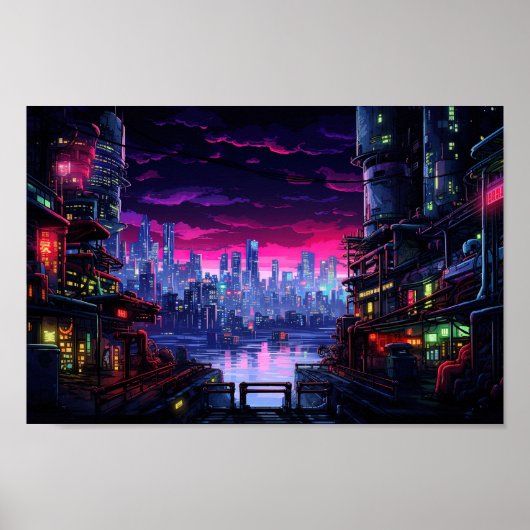 Activiteiten in de omgeving van Cyberpunk City Wat Poster (Voorkant)