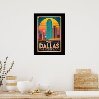 Activiteiten in de omgeving van Dallas - Retro Sky Poster