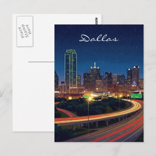 Activiteiten in de omgeving van Dallas Texas Night Briefkaart (Voorkant / Achterkant)
