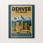 Activiteiten in de omgeving van Denver Colorado Sk Legpuzzel<br><div class="desc">Denver retro vector reisontwerp. Denver,  de hoofdstad van Colorado,  is een Amerikaanse metropool die dateert uit het Oude Westen. Larimer Square,  het oudste blok van de stad,  beschikt over monumentale 19e-eeuwse gebouwen.</div>