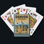 Activiteiten in de omgeving van Denver Colorado Sk Pokerkaarten<br><div class="desc">Denver retro vector reisontwerp. Denver,  de hoofdstad van Colorado,  is een Amerikaanse metropool die dateert uit het Oude Westen. Larimer Square,  het oudste blok van de stad,  beschikt over monumentale 19e-eeuwse gebouwen.</div>