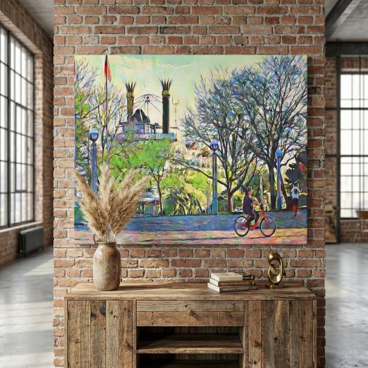 Activiteiten in de omgeving van Detroit's Riverwal Canvas Afdruk