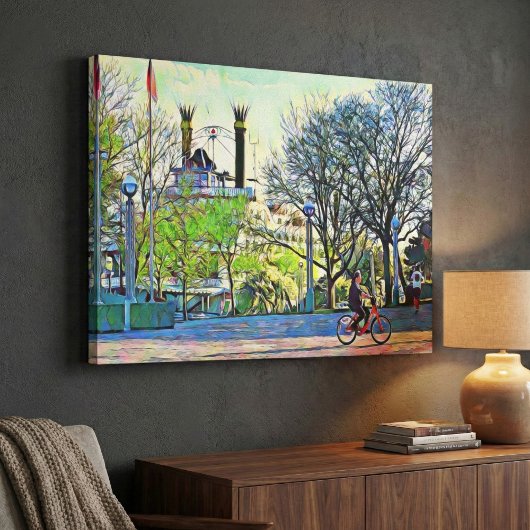 Activiteiten in de omgeving van Detroit's Riverwal Canvas Afdruk