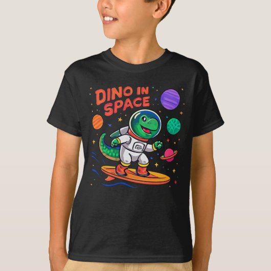Activiteiten in de omgeving van Dino in Space Surf T-shirt (Voorkant)