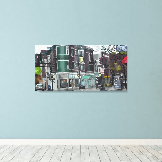 Activiteiten in de omgeving van Downtown Madison, Canvas Afdruk (Insitu (Houten vloer))