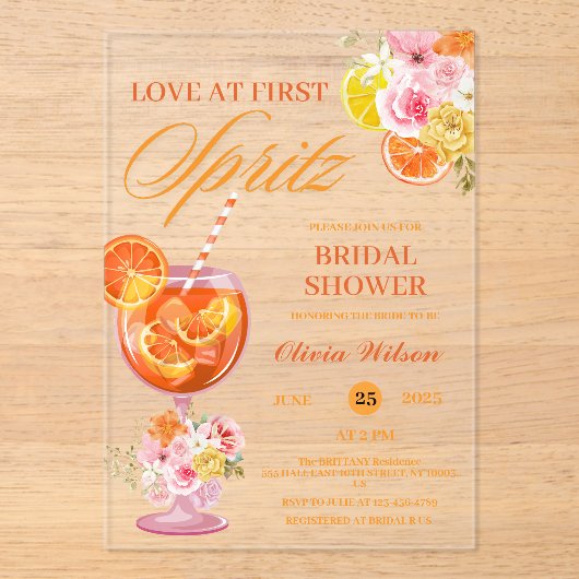 Activiteiten in de omgeving van First Spritz Flora Acryl Uitnodigingen (Voorkant)