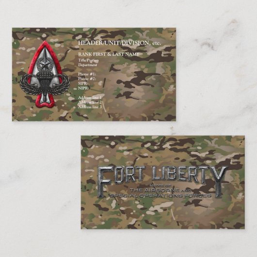 Activiteiten in de omgeving van Fort Liberty  Camo Visitekaartje (Voorkant / Achterkant)