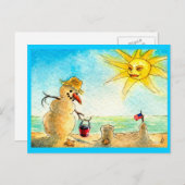 Activiteiten in de omgeving van Funny Snowman Beac Feestdagenkaart (Voorkant / Achterkant)