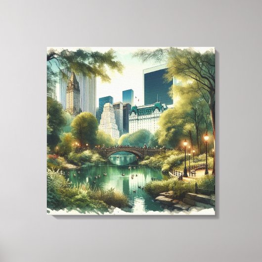 Activiteiten in de omgeving van Gapstow Bridge Cen Canvas Afdruk (Voorkant)