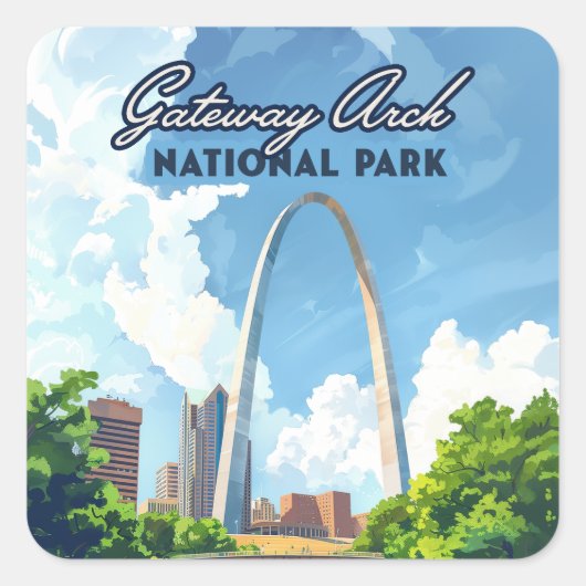 Activiteiten in de omgeving van Gateway Arch Natio Vierkante Sticker (Voorkant)