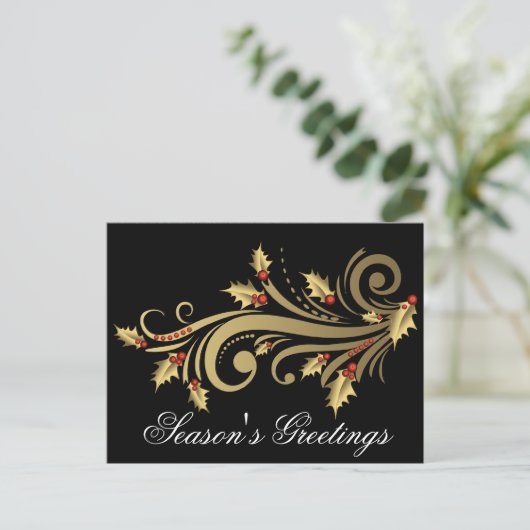 Activiteiten in de omgeving van Gold Holly & Scrol Feestdagenkaart (Staand voorkant)