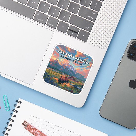 Activiteiten in de omgeving van Grand Teton Nation Sticker (Laptop met iPhone)