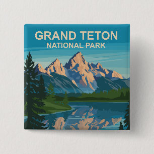 Activiteiten in de omgeving van Grand Teton Nation Vierkante Button 5,1 Cm