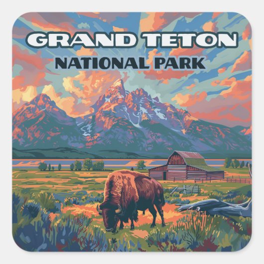 Activiteiten in de omgeving van Grand Teton Nation Vierkante Sticker (Voorkant)