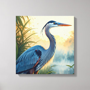 Activiteiten in de omgeving van Great Blue Heron E Canvas Afdruk