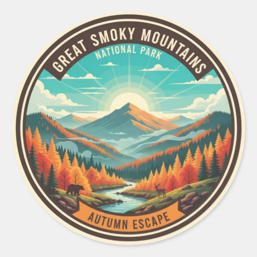 Activiteiten in de omgeving van Great Smoky Mounta Ronde Sticker (Voorkant)