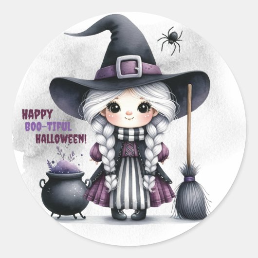 Activiteiten in de omgeving van Halloween Witch Wi Ronde Sticker (Voorkant)