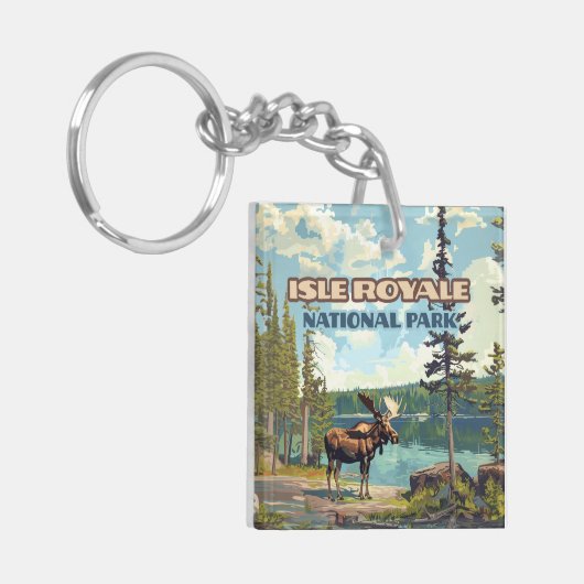 Activiteiten in de omgeving van Isle Royale Nation Sleutelhanger (Voorkant Links)