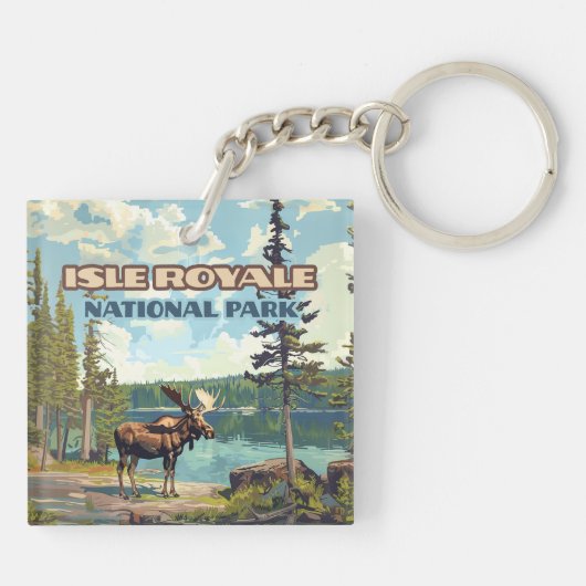 Activiteiten in de omgeving van Isle Royale Nation Sleutelhanger (Achterkant)