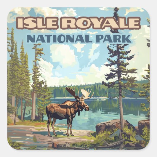 Activiteiten in de omgeving van Isle Royale Nation Vierkante Sticker (Voorkant)