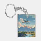 Activiteiten in de omgeving van Jackson Hole Wyomi Sleutelhanger (Voorkant Links)