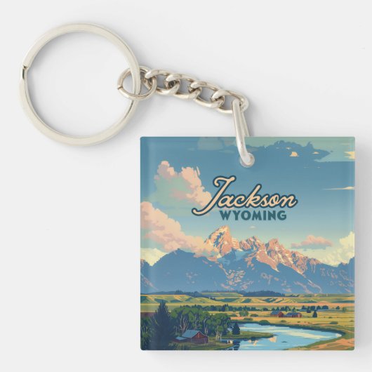 Activiteiten in de omgeving van Jackson Hole Wyomi Sleutelhanger (Voorkant)