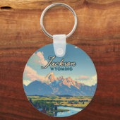Activiteiten in de omgeving van Jackson Hole Wyomi Sleutelhanger (Achterkant)