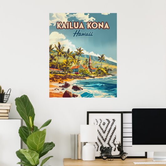 Activiteiten in de omgeving van Kailua Kona Hawaii Poster (Thuiskantoor)