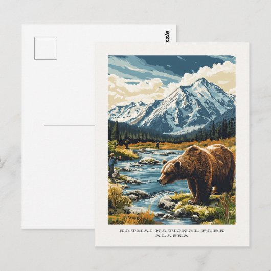 Activiteiten in de omgeving van Katmai National Pa Briefkaart (Voorkant / Achterkant)