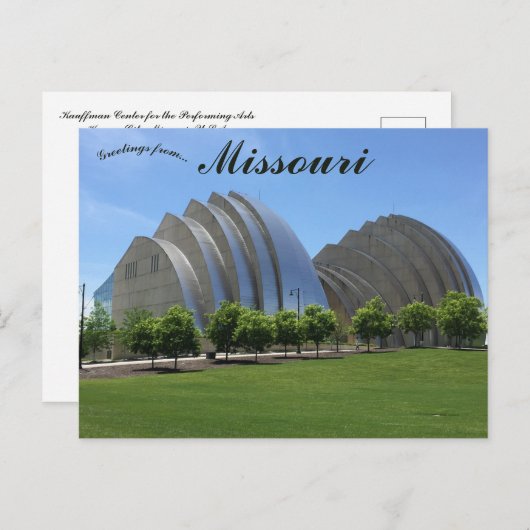 Activiteiten in de omgeving van Kauffman Center fo Briefkaart (Voorkant / Achterkant)