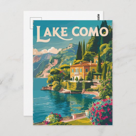 Activiteiten in de omgeving van Lake Como Painterl Briefkaart (Voorkant / Achterkant)