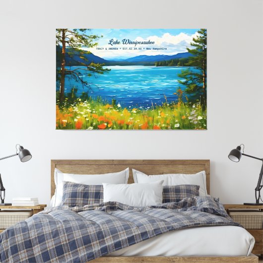 Activiteiten in de omgeving van Lake Winnipesaukee Canvas Afdruk (Insitu (Slaapkamer))