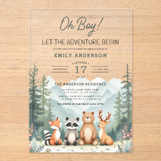 Activiteiten in de omgeving van Let Adventure Begi Acryl Uitnodigingen (Voorkant)