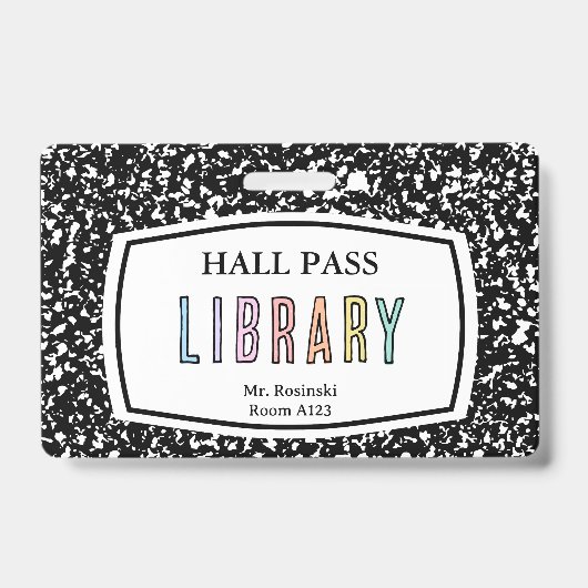 Activiteiten in de omgeving van Library Hall Pass  Badge (Voorkant)