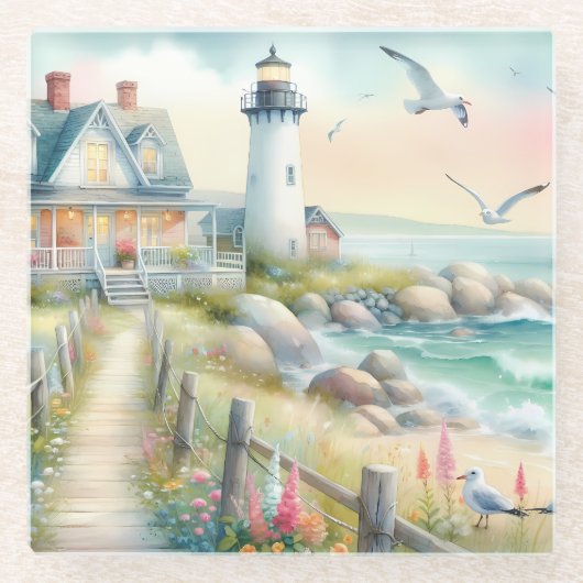 Activiteiten in de omgeving van Lighthouse Coastal Glazen Onderzetter (Voorkant)