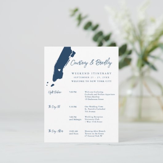 Activiteiten in de omgeving van Manhattan New York Informatiekaartje (Staand voorkant)