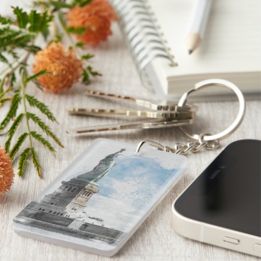 Activiteiten in de omgeving van Manhattan NYC Libe Sleutelhanger (Voorkant Rechts)