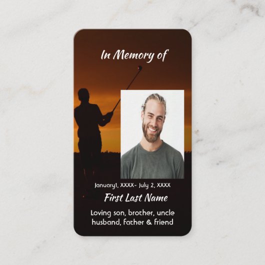 Activiteiten in de omgeving van Memorial Keepsake  Visitekaartje (Voorkant)