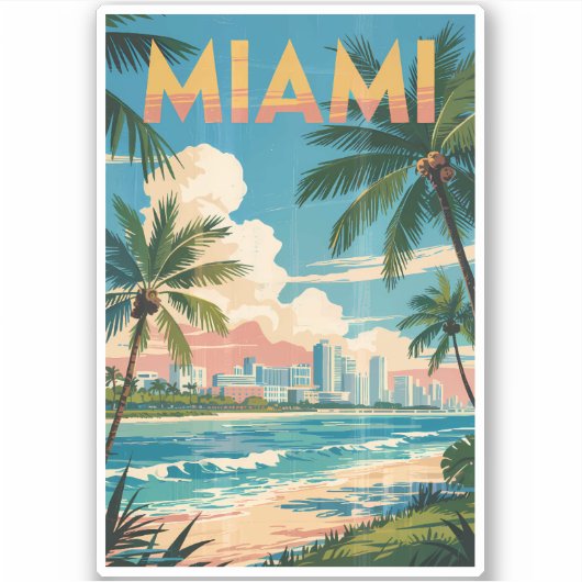 Activiteiten in de omgeving van Miami Florida Illu Sticker (Voorkant)
