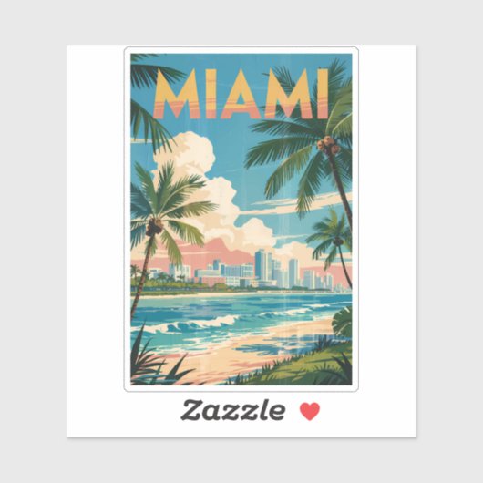 Activiteiten in de omgeving van Miami Florida Illu Sticker (Vel)