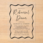 Activiteiten in de omgeving van Modern Black Wavy  Acryl Uitnodigingen (Voorkant)