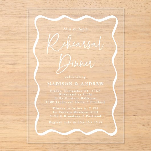 Activiteiten in de omgeving van Modern Wavy Lijst  Acryl Uitnodigingen (Voorkant)