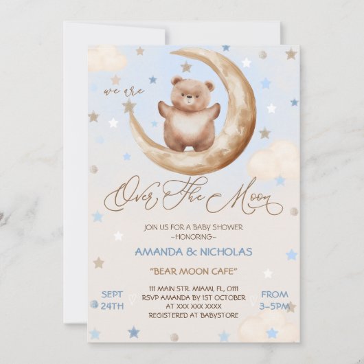 Activiteiten in de omgeving van Moon Blue Beer Boy Kaart (Voorkant)