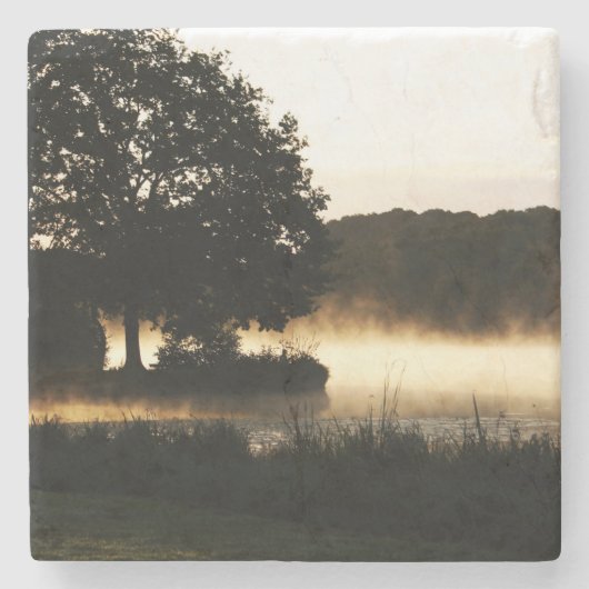 Activiteiten in de omgeving van Morning Lake Scene Stenen Onderzetter (Voorkant)