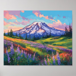 Activiteiten in de omgeving van Mount Rainier Wash Poster