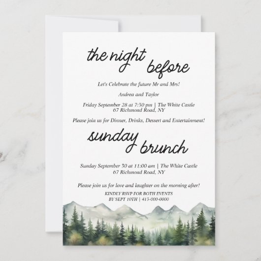 Activiteiten in de omgeving van Mountains Pines Re Kaart (Voorkant)