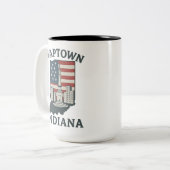 Activiteiten in de omgeving van Naptown Indiana Mo Tweekleurige Koffiemok (Voorkant links)